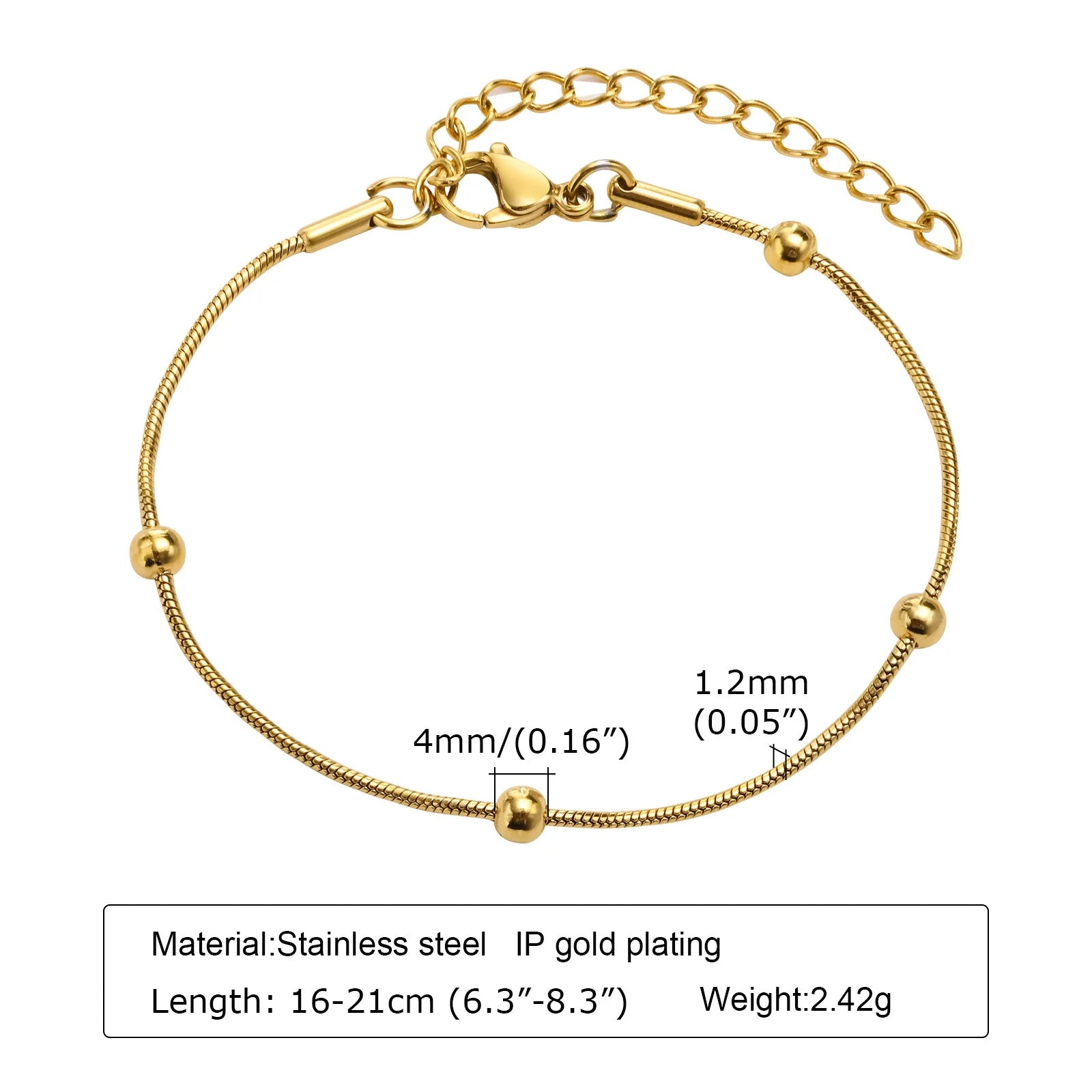 Waterproof Stainless Steel Chain Bracelet – Gold
