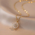 Trendy Spin Sunflower Necklace – Stainless Steel Zircon