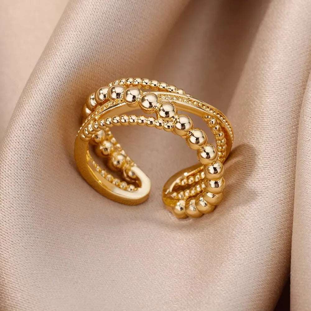 Stainless Steel Zircon Belt Ring