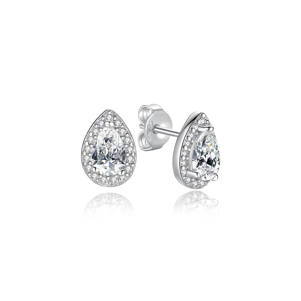 925 Sterling Silver Stud & Hoop Earrings Set