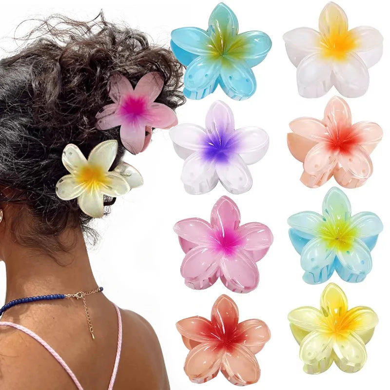 New Hawaiian Gradient Flower Hair Clips
