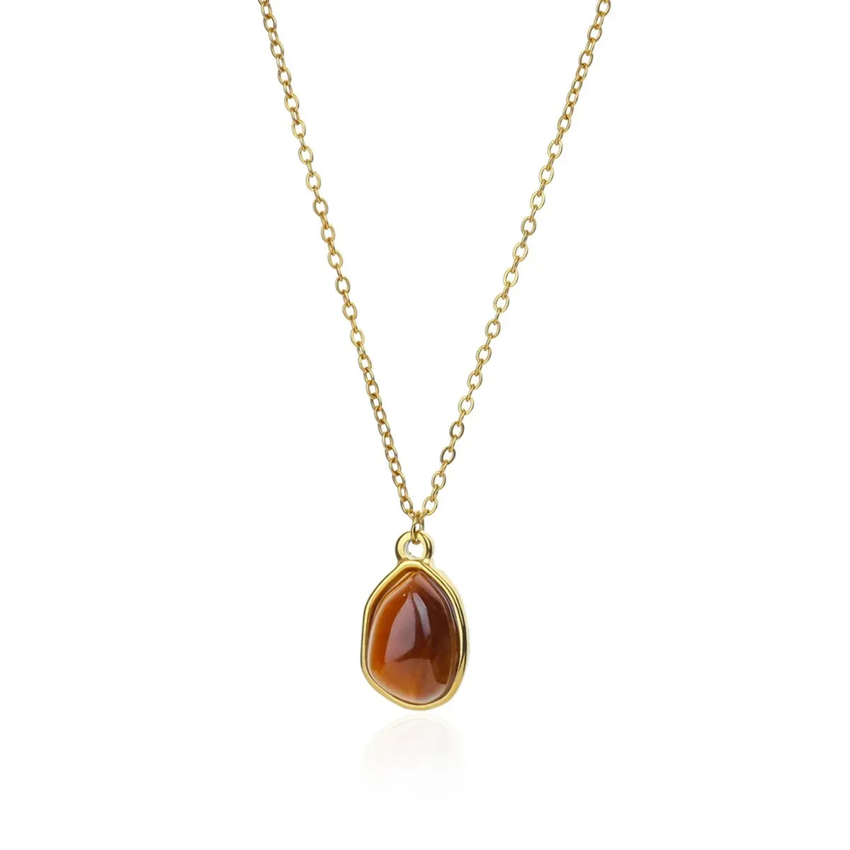 Fashion Opal Oval Pendant Necklace – Stainless Steel