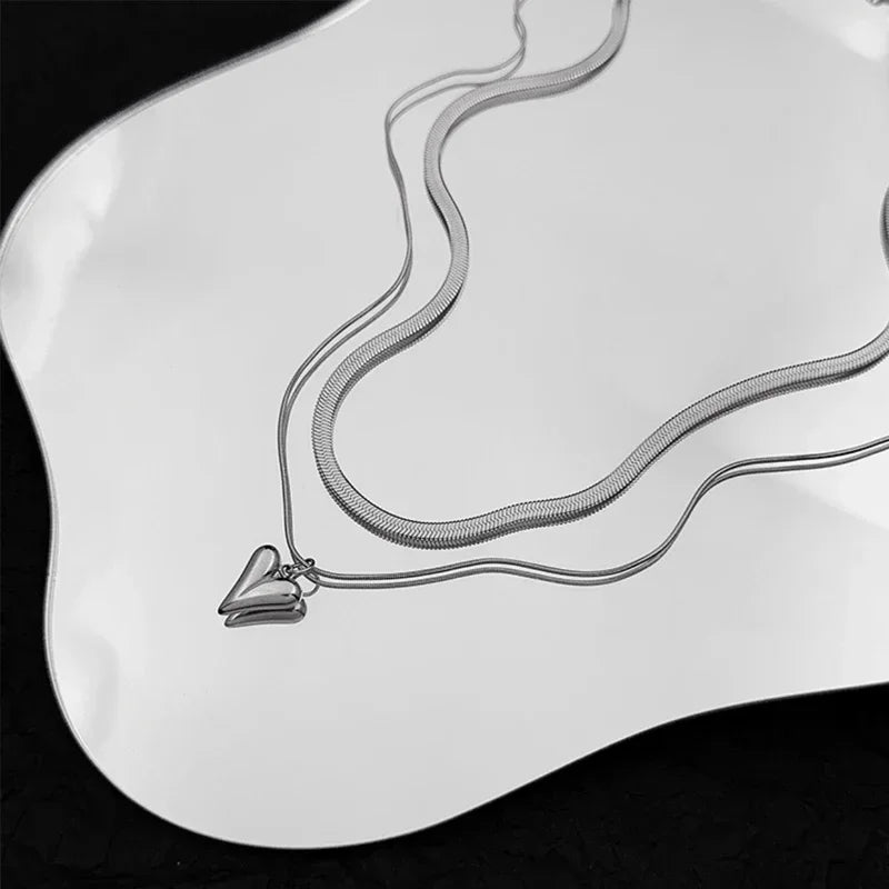Double Layer Heart Pendant Necklace
