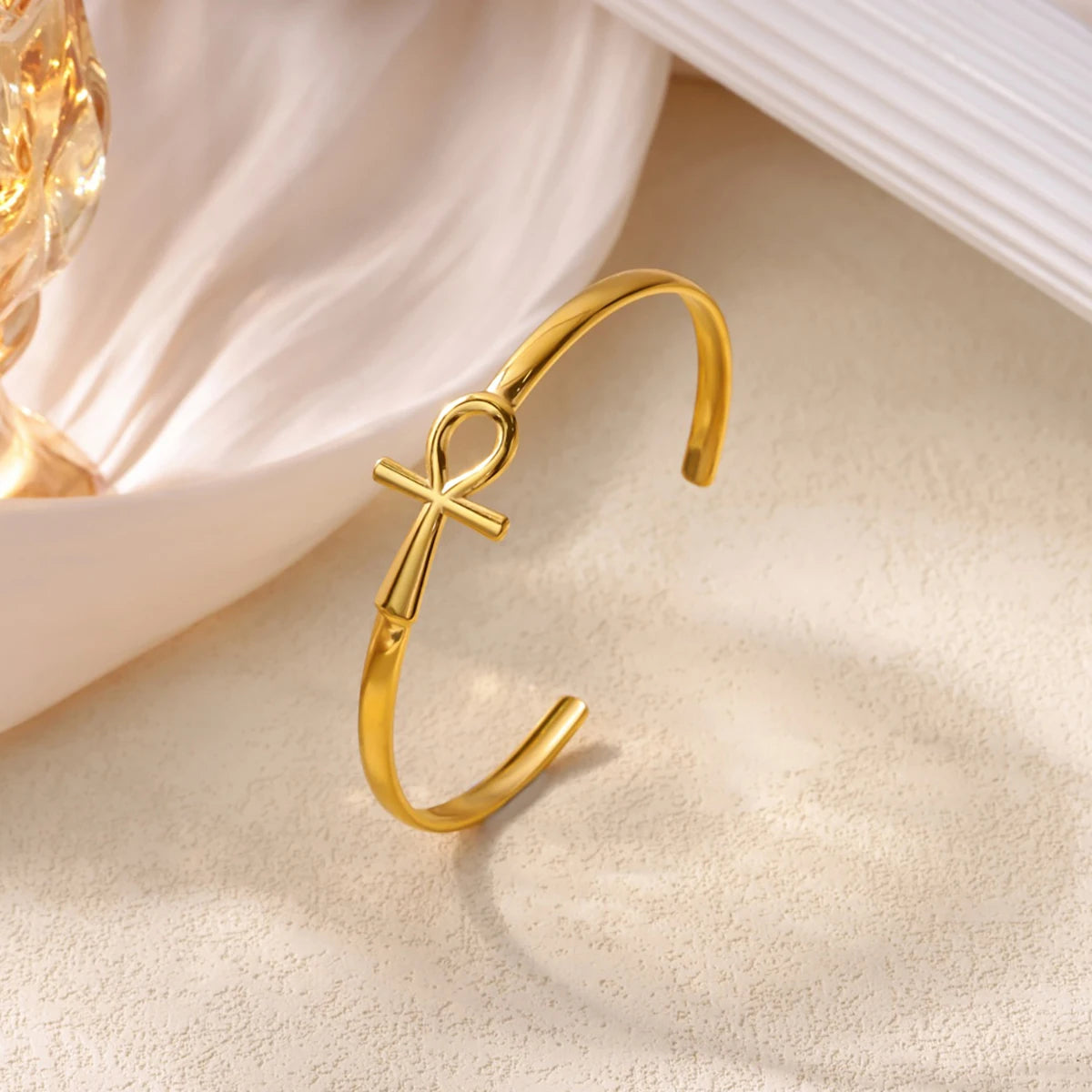 Luxury Gold Stainless Steel Wide Flower Cuff Bangle Bracelet