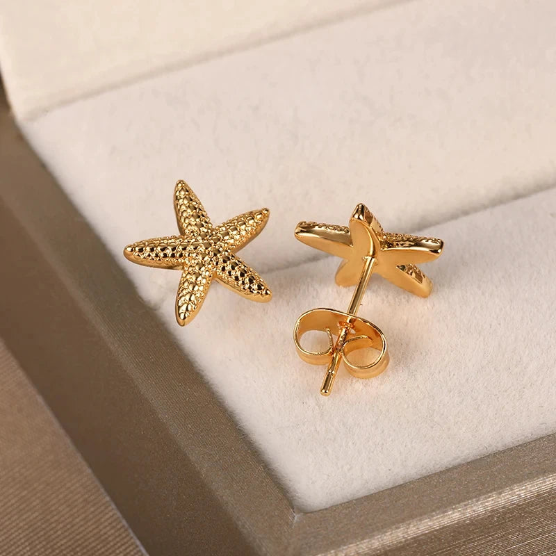 Vintage Starfish Stainless Steel Stud Earrings