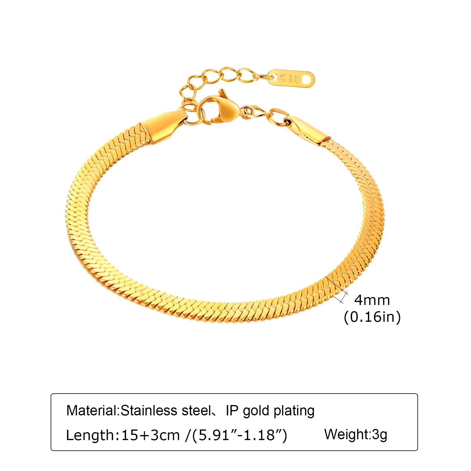 Waterproof Stainless Steel Chain Bracelet – Gold