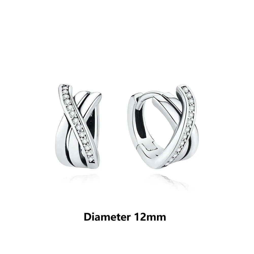 925 Sterling Silver Stud & Hoop Earrings Set