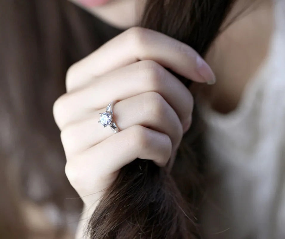 Luxury 925 Sterling Silver Ring with Elegant Diamond Design