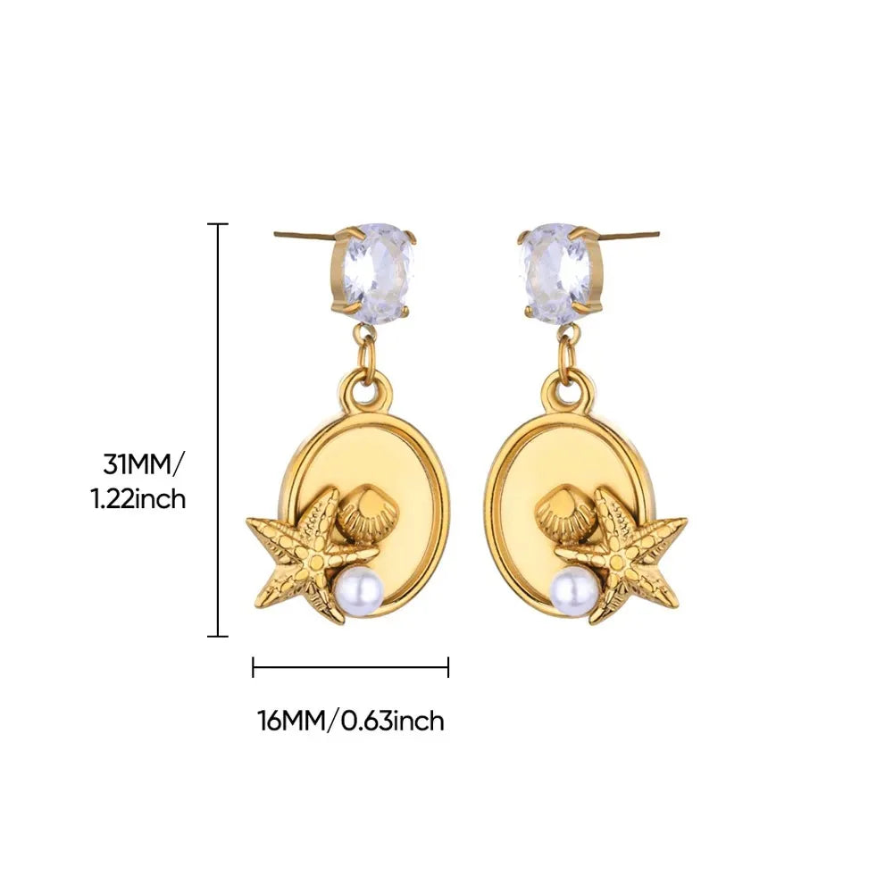Vintage Starfish Stainless Steel Stud Earrings