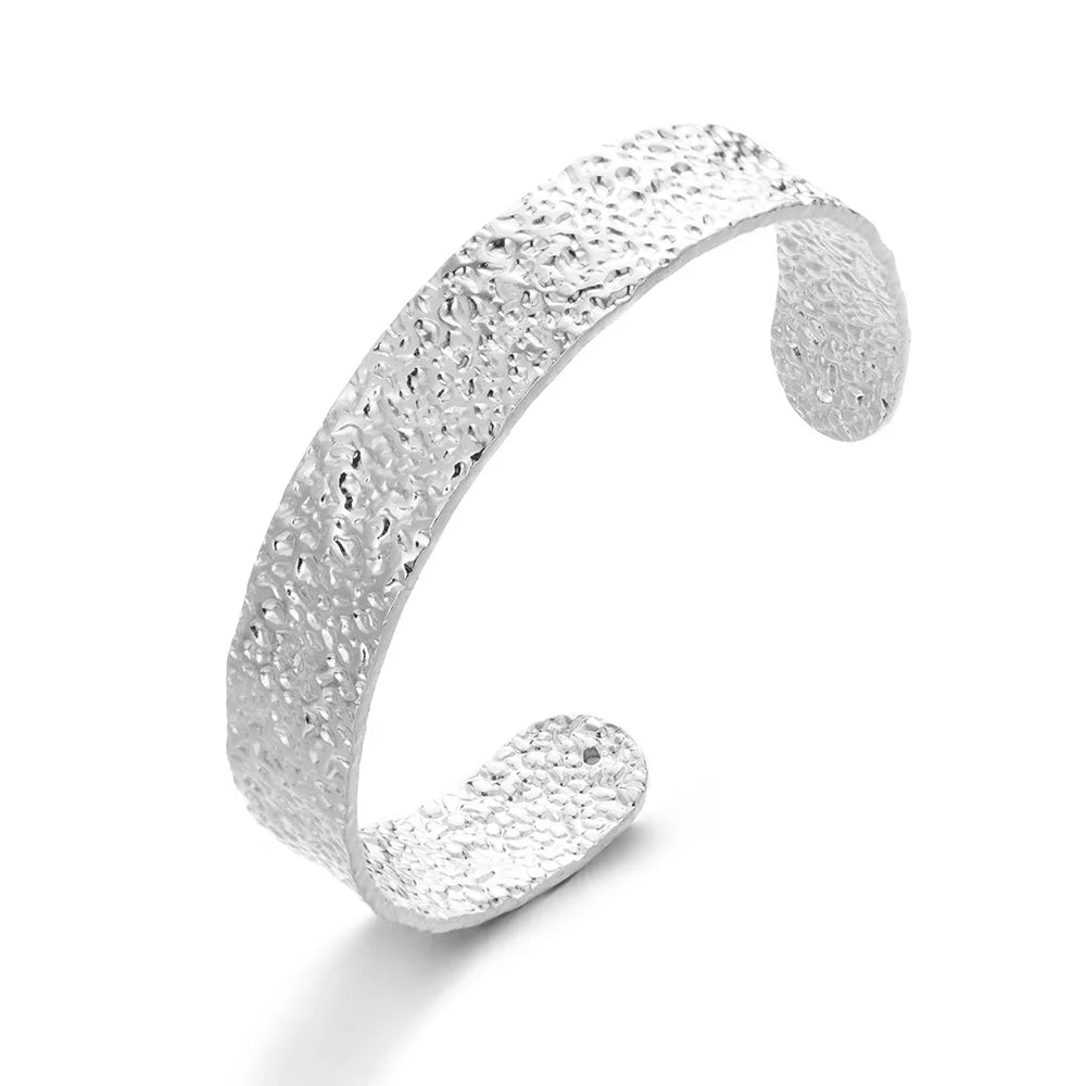 Exquisite Classic Bump Pattern Open Cuff Bracelet – Gold Stainless Steel