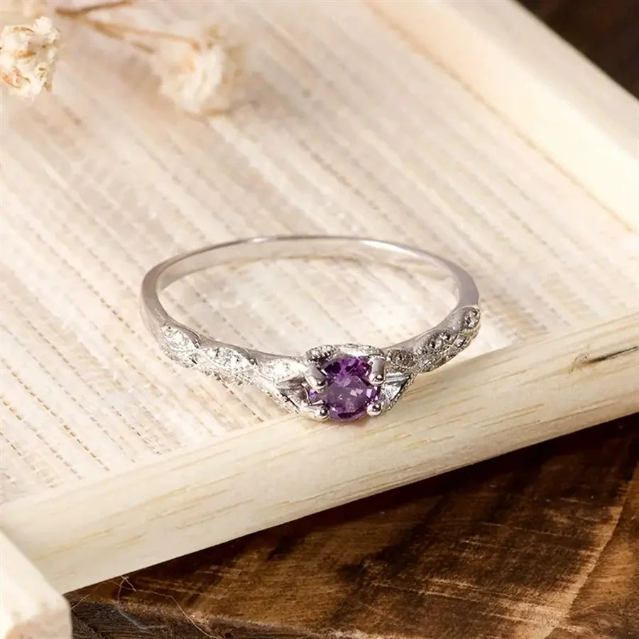 Light Luxury Amethyst Zirconia Ring