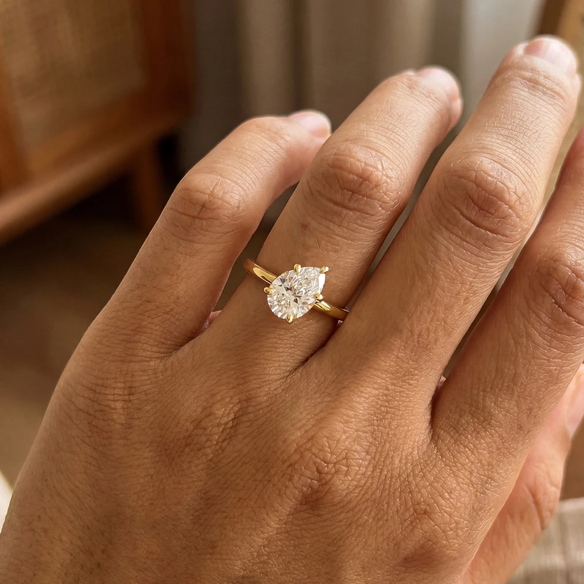925 Sterling Silver Water Drop CZ Ring