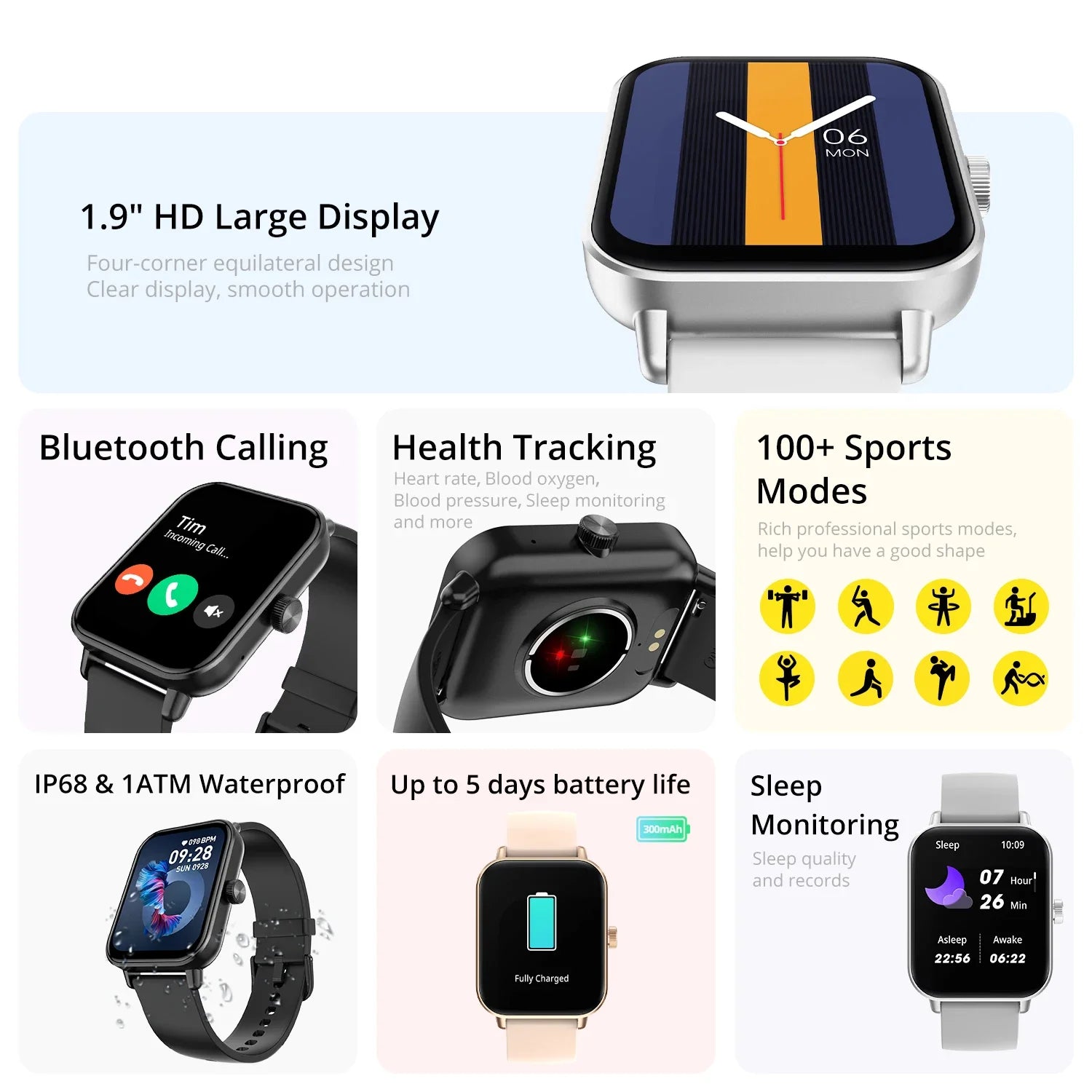 COLMI P81 Smartwatch – calls, health tracking, 100+ sports modes.