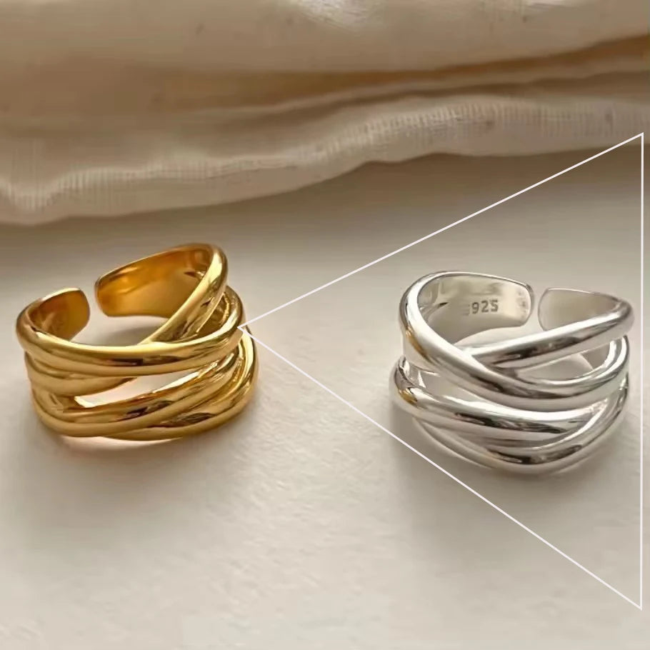 925 Silver Twisted Croissant Ring