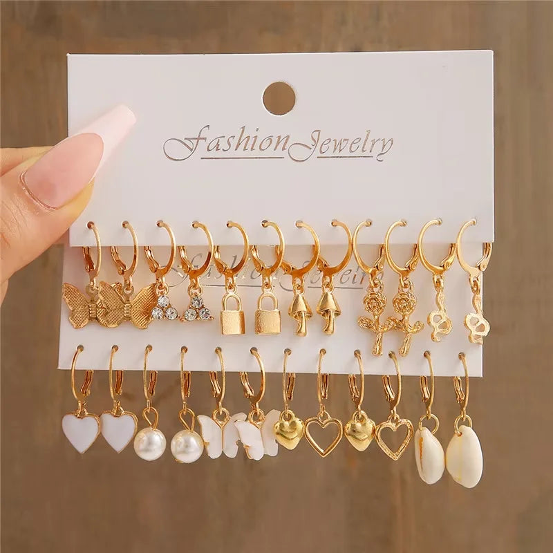 Geometric Hoop Earrings Set