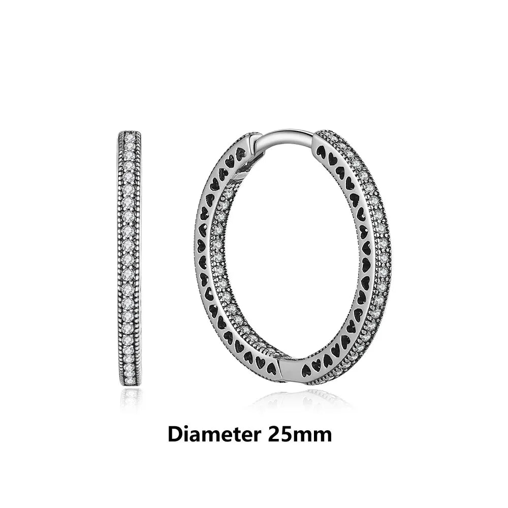 925 Sterling Silver Stud & Hoop Earrings Set