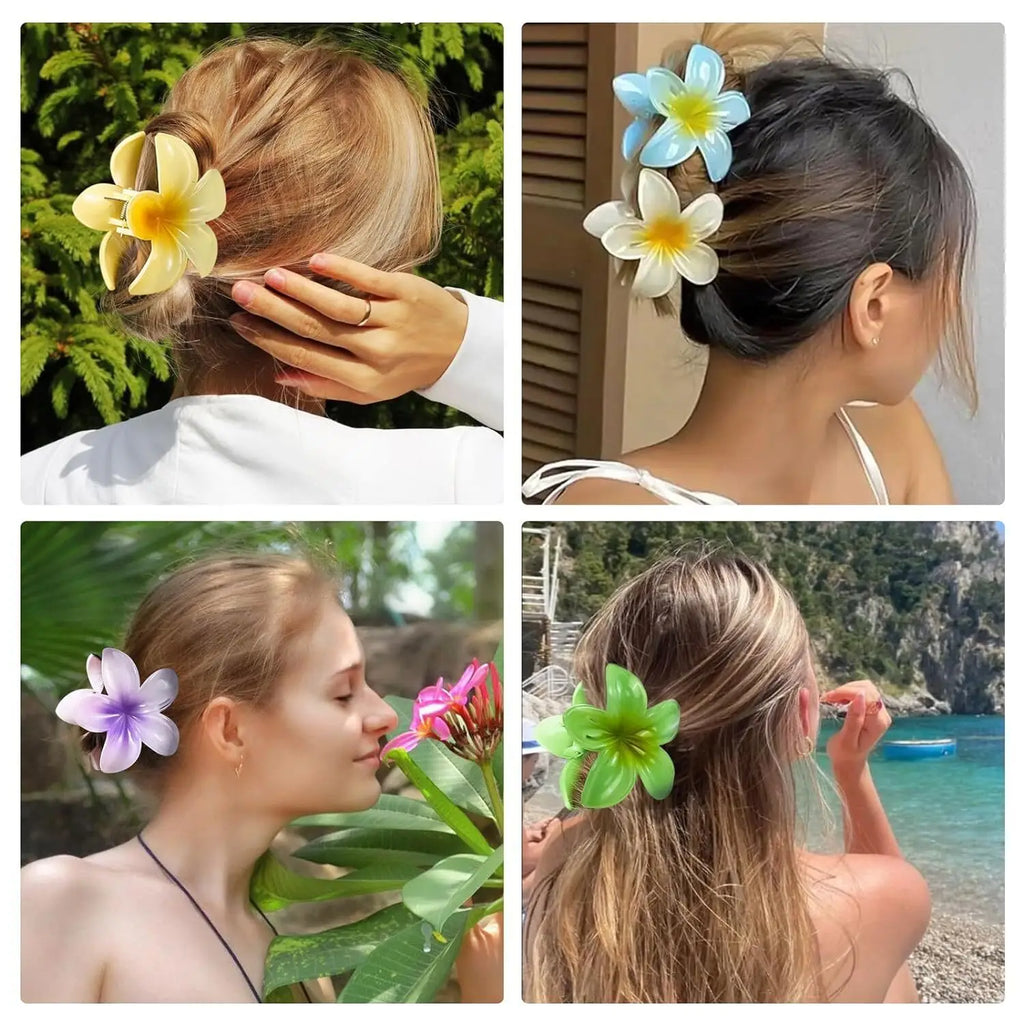 New Hawaiian Gradient Flower Hair Clips