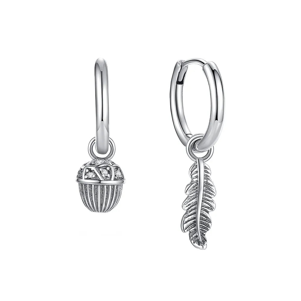 925 Sterling Silver Stud & Hoop Earrings Set
