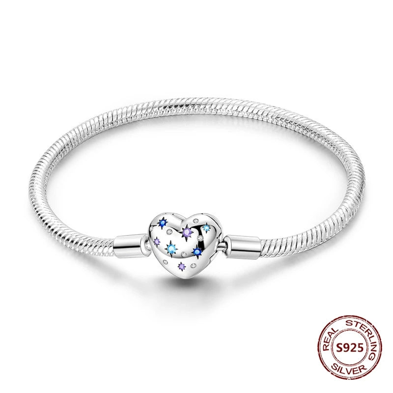 Star Moon Sun 925 Silver Charm Bracelet