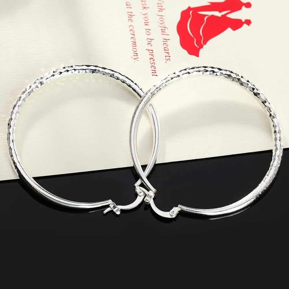 925 Sterling Silver 5cm Circle Hoop Earrings