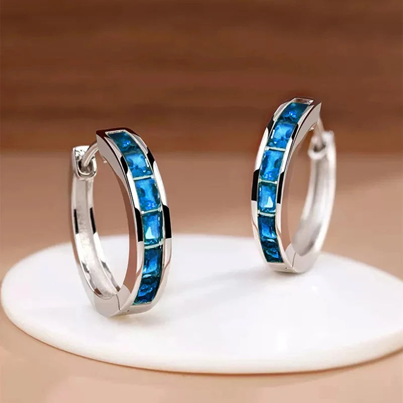 Classic Square CZ Hoop Earrings