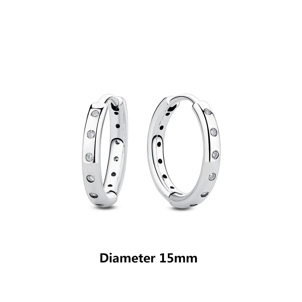 925 Sterling Silver Stud & Hoop Earrings Set