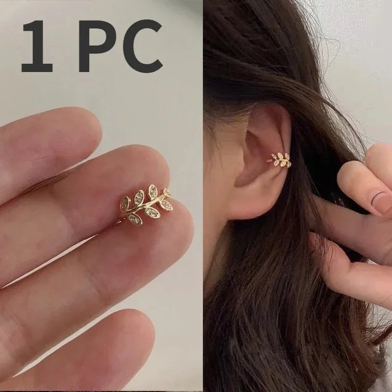 Cute Metal Leaf Ear Cuff Clip Earrings