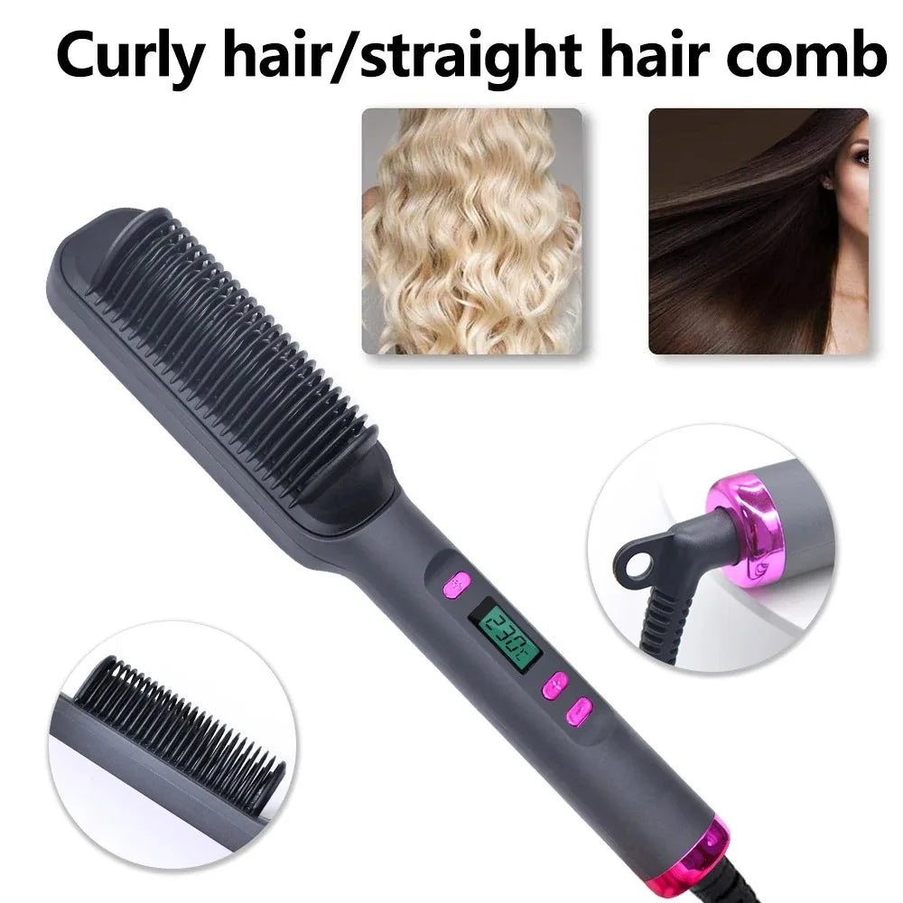Electric Hot Comb – Negative Ion Anti-Scald Hair Straightening Styling Brush