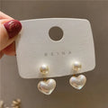 Heart Pearl Drop Earrings