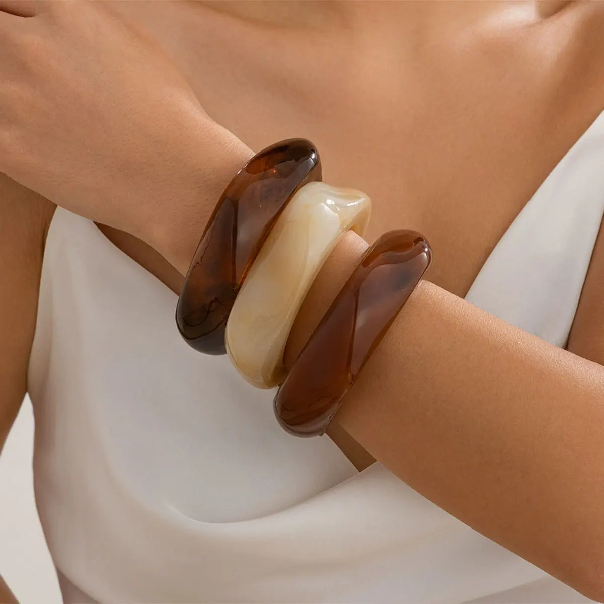 Vintage Punk Resin Acrylic Bangle Bracelet
