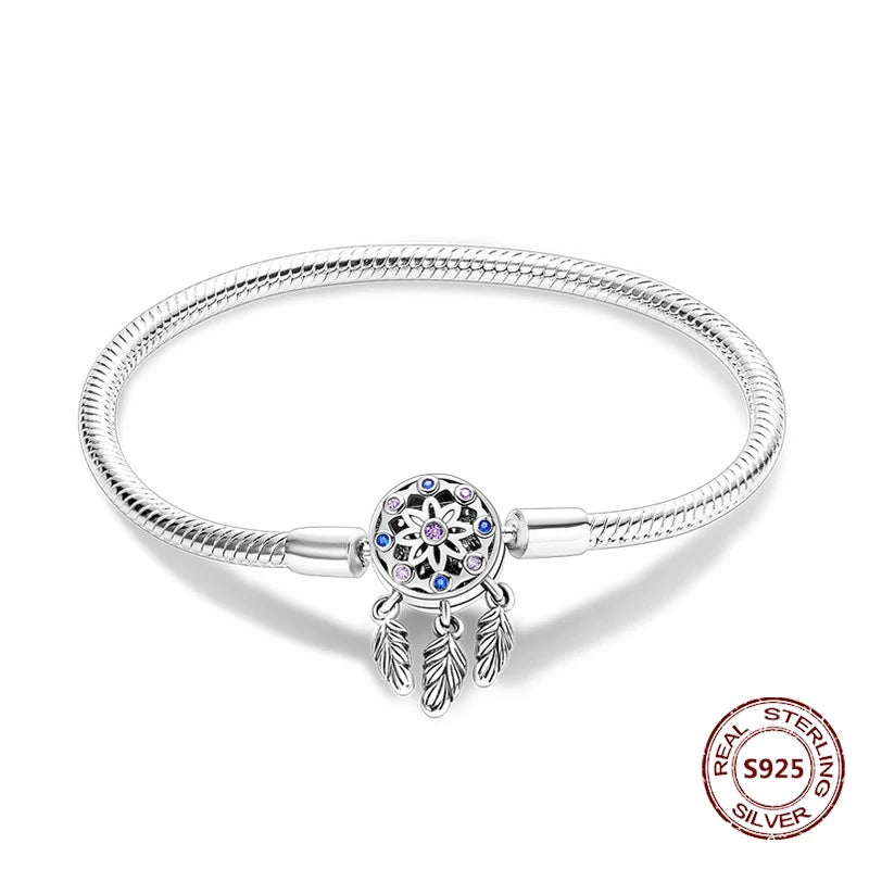 Star Moon Sun 925 Silver Charm Bracelet