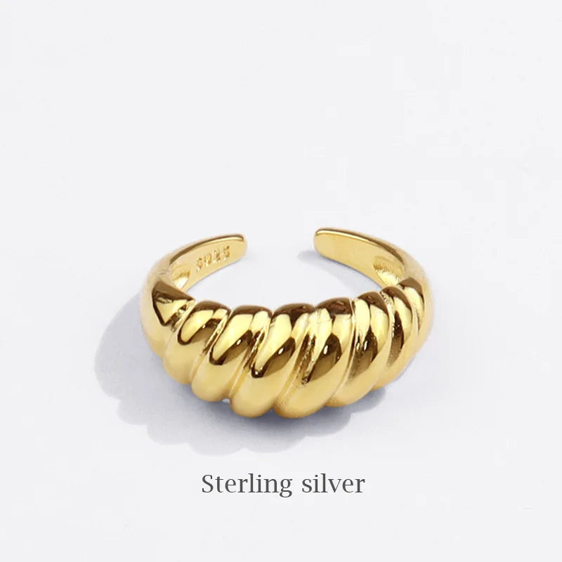 925 Silver Twisted Croissant Ring