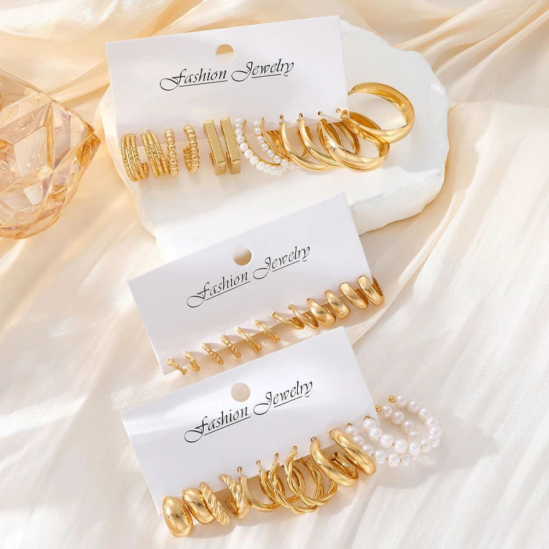 Geometric Hoop Earrings Set