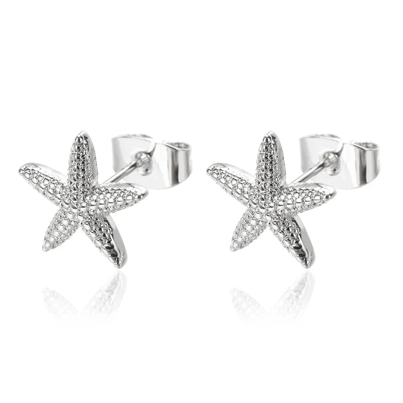 Vintage Starfish Stainless Steel Stud Earrings