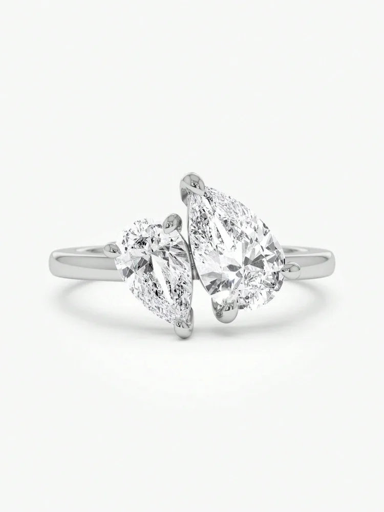 925 Sterling Silver Water Drop CZ Ring