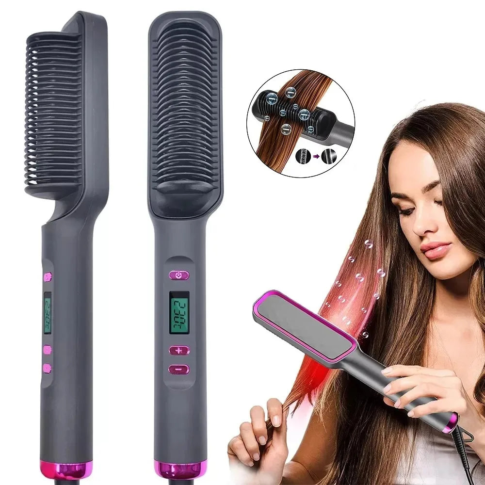 Electric Hot Comb – Negative Ion Anti-Scald Hair Straightening Styling Brush