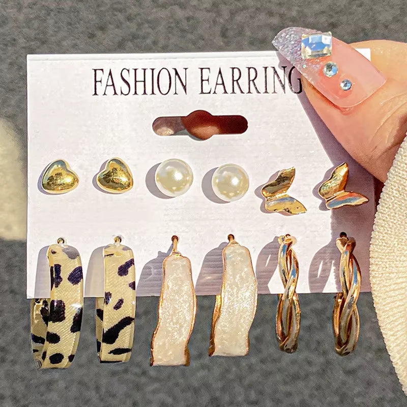 Geometric Hoop Earrings Set