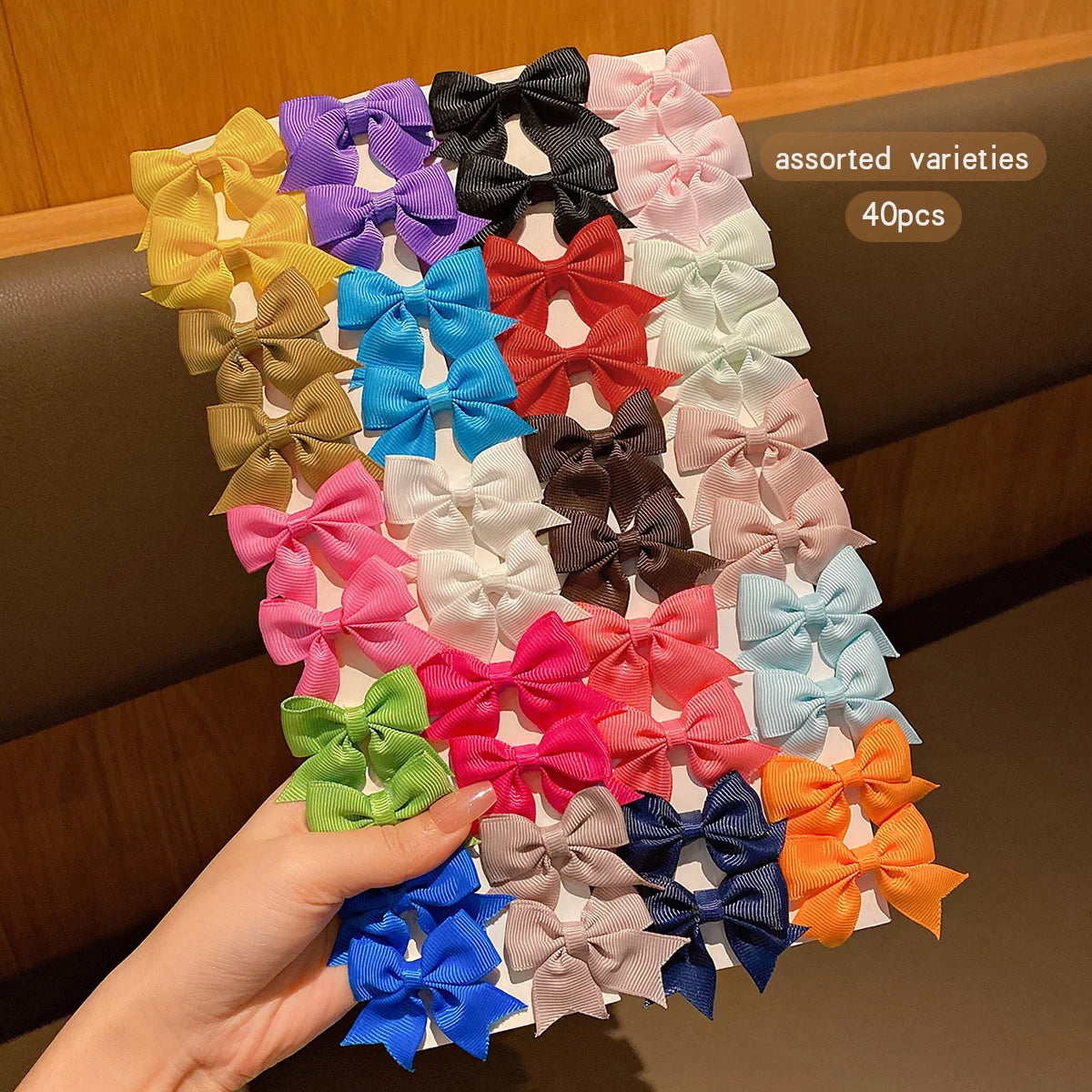 30 Colored Random Bow Fabric Hair Clips