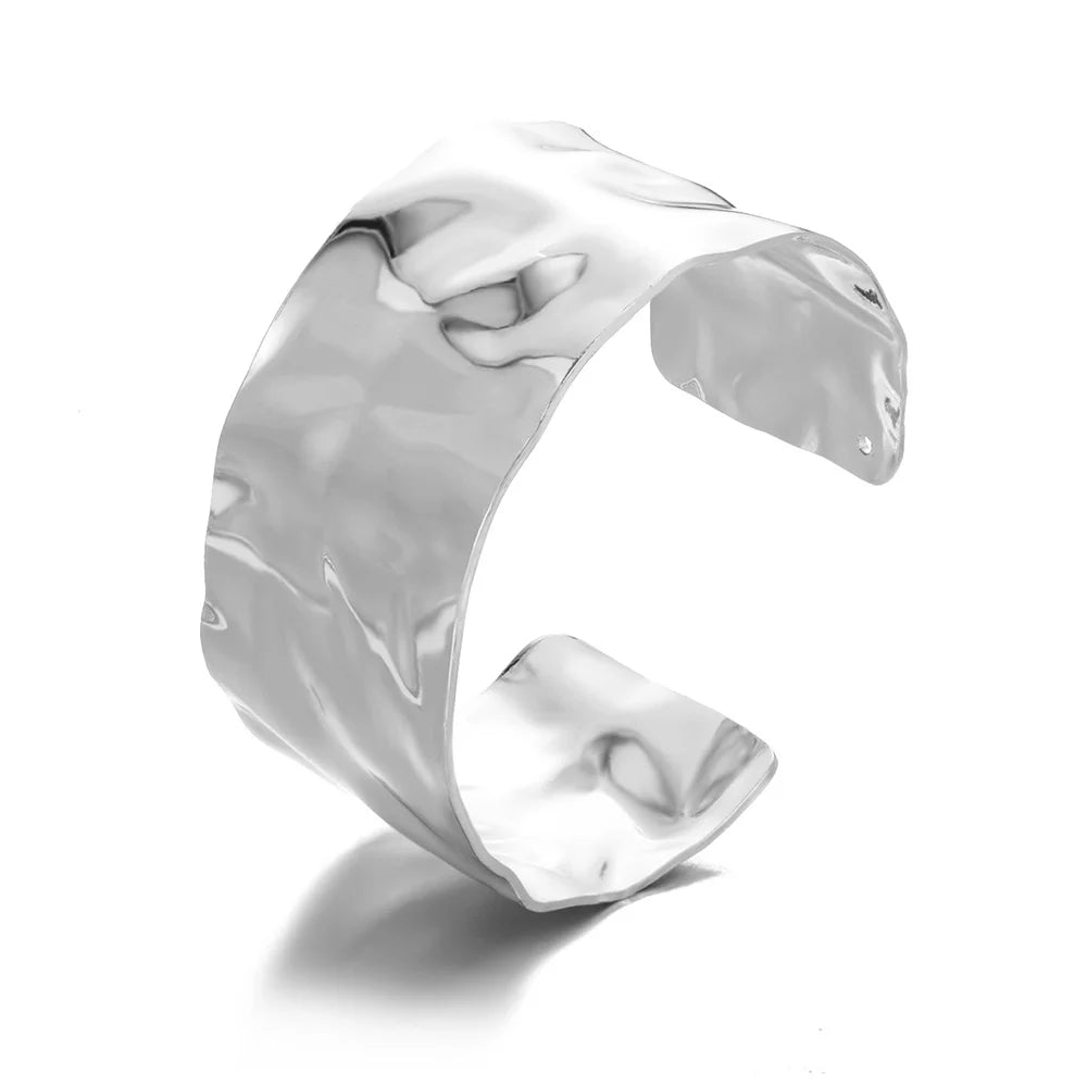 Exquisite Classic Bump Pattern Open Cuff Bracelet – Gold Stainless Steel