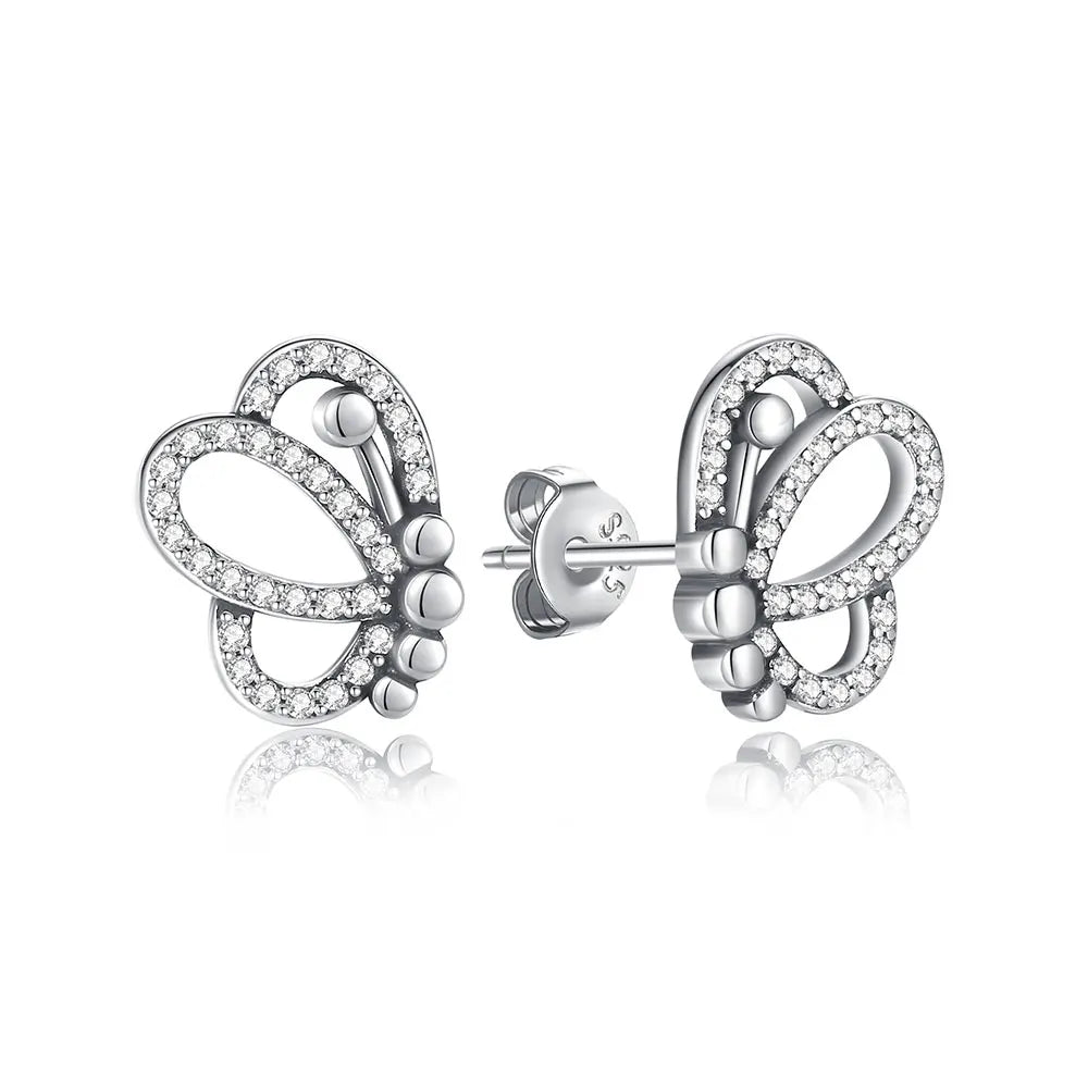925 Sterling Silver Stud & Hoop Earrings Set