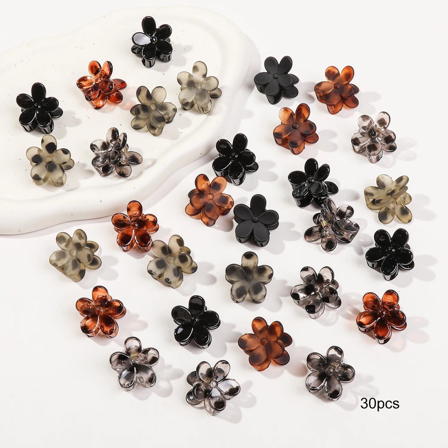 12/24/30Pcs Mini Flower Hair Claw Clips Pack