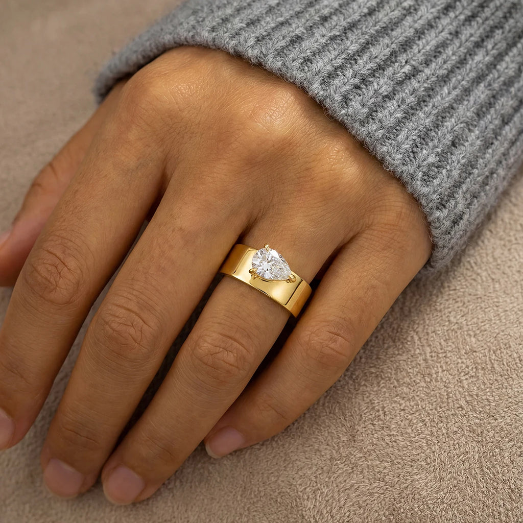 925 Sterling Silver Water Drop CZ Ring