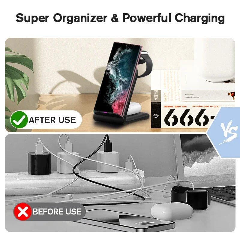 VIKEFON 3 in 1 Wireless Charger Stand