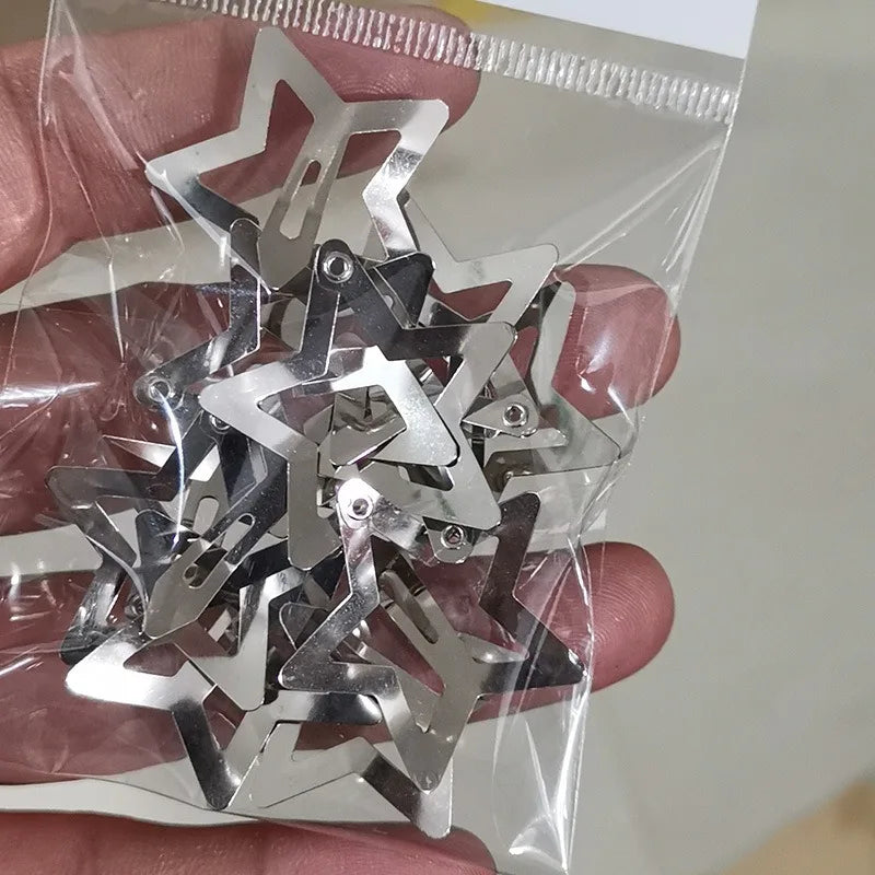 10/25/50/100pcs Y2K Silver Star Hair Clips