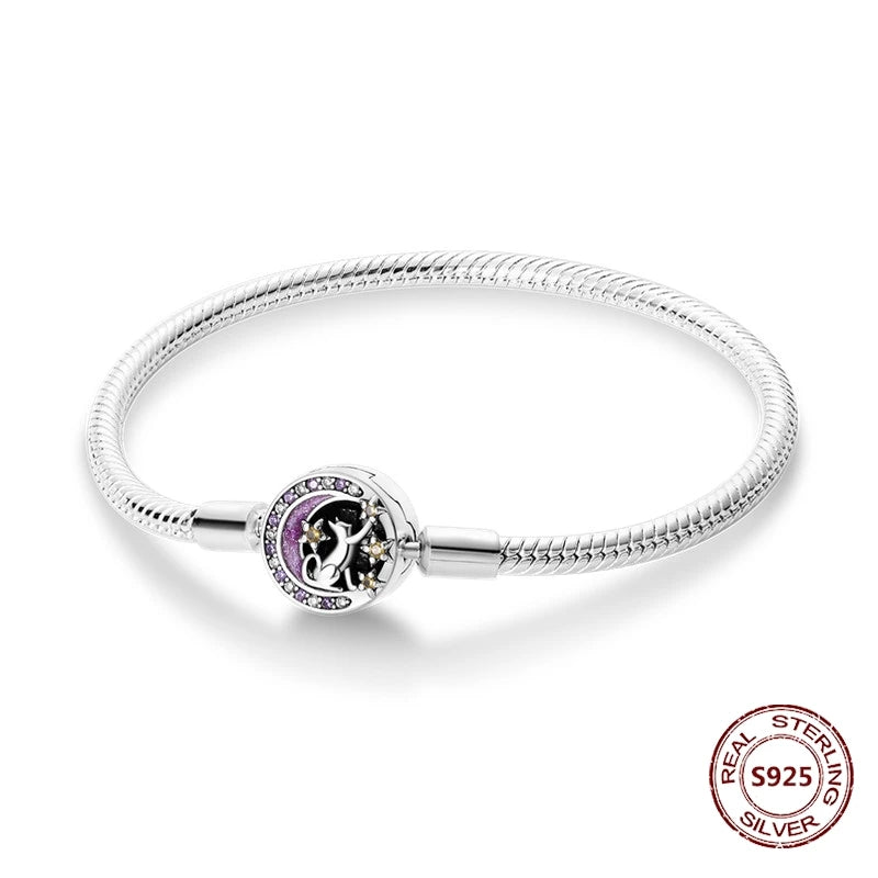Star Moon Sun 925 Silver Charm Bracelet