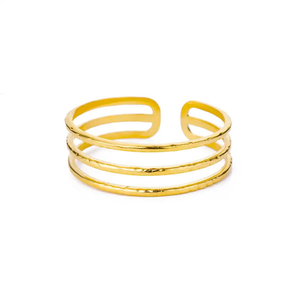 Exquisite Classic Bump Pattern Open Cuff Bracelet – Gold Stainless Steel