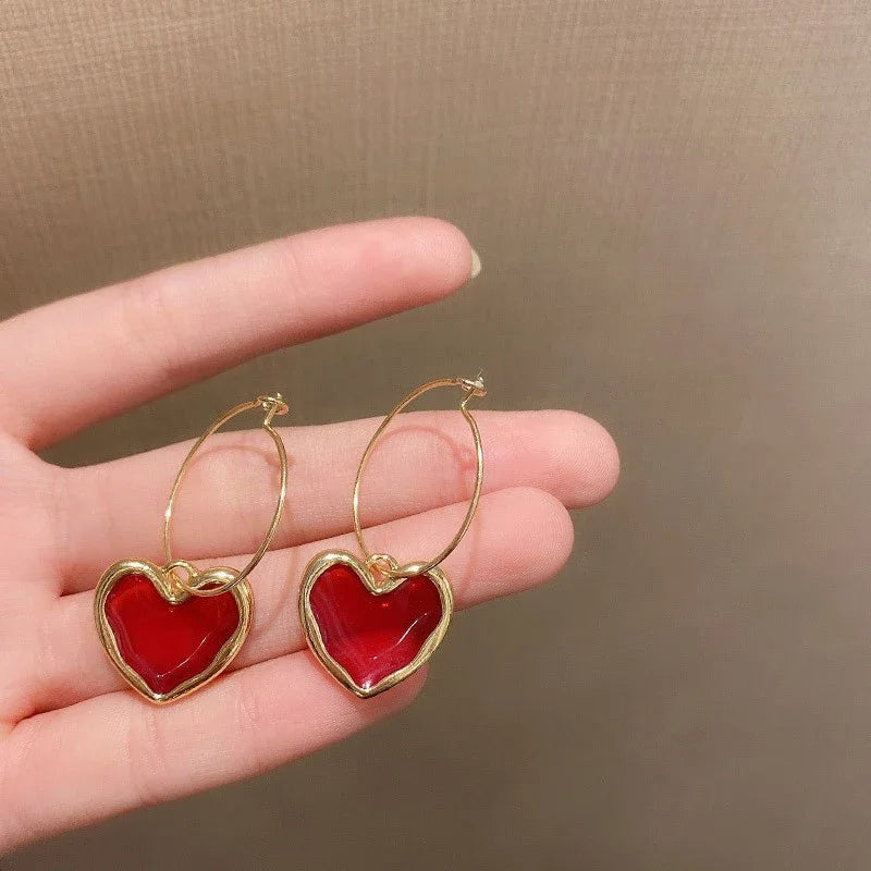 Heart Pearl Drop Earrings
