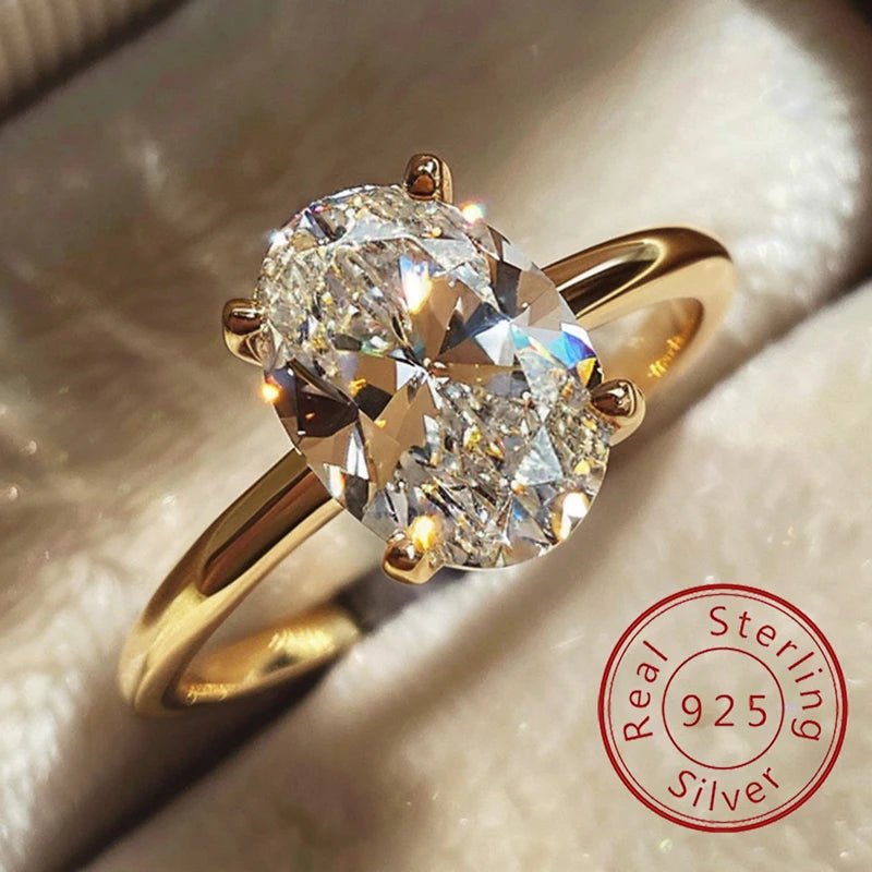 925 Sterling Silver Oval Zircon Ring – Luxury Shine