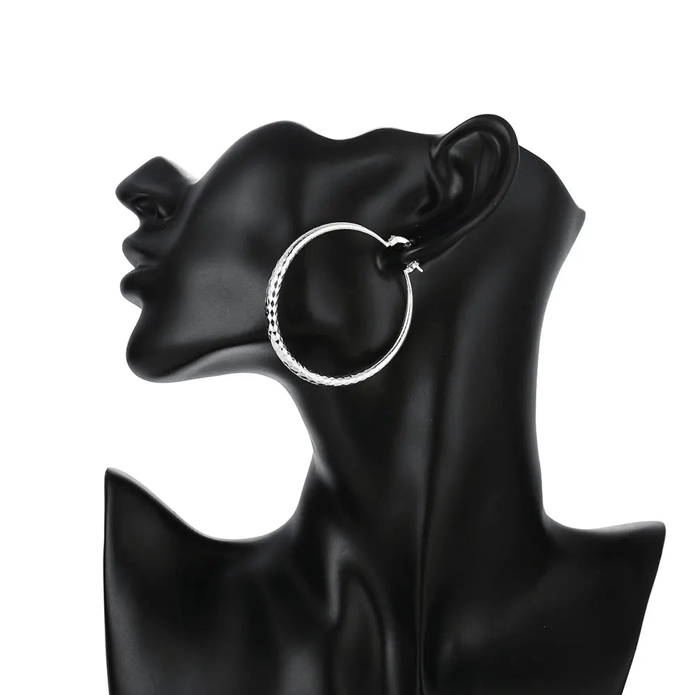 925 Sterling Silver 5cm Circle Hoop Earrings