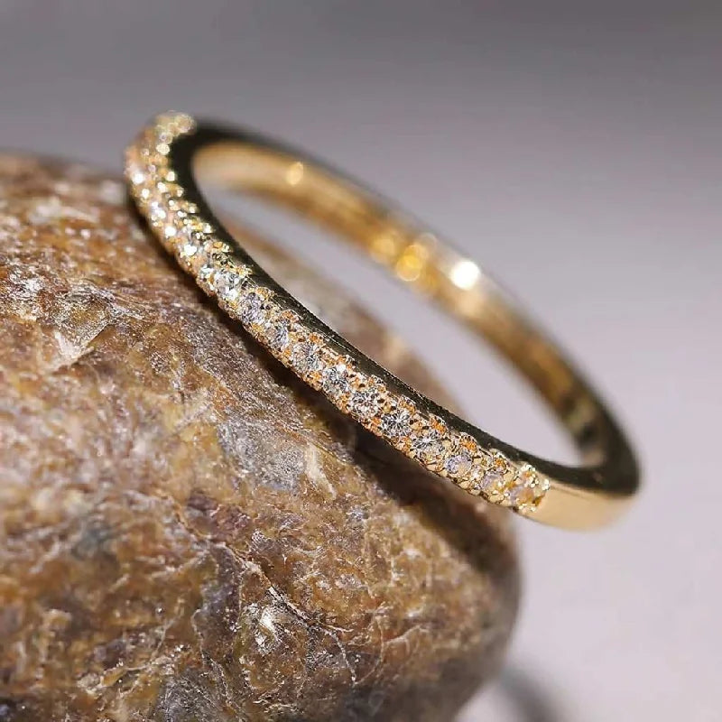 925 Sterling Silver Minimal Zircon Stackable Ring